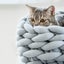 Cat Bed Basket Nest Hand Knitted Pet Sleeping Bag Thick Wool Round Donut Pet Bed Carousel 2