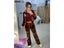 OrangeA Women Tracksuit Letter Print Velvet 2 Piece Outfit Sweatshirt Straight Carousel 6