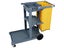 Janitor Trolley Service Cart 3x1/2 Shelf, Bucket Tray, Bag | Commercial Cleaning Carousel 1