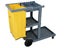 Janitor Trolley Service Cart 3x1/2 Shelf, Bucket Tray, Bag | Commercial Cleaning Carousel 2