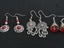 Sterling silver drop hook earrings 40mm x 12 red middle filigree Carousel 8