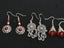 Sterling silver drop hook earrings 40mm x 12 red middle filigree Carousel 1