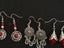 Sterling silver drop hook earrings 40mm x 12 red middle filigree Carousel 20