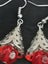 Sterling silver drop hook earrings 40mm x 12 red middle filigree Carousel 18