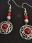 Sterling silver drop hook earrings 40mm x 12 red middle filigree Carousel 9