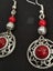 Sterling silver drop hook earrings 40mm x 12 red middle filigree Carousel 10
