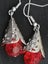 Sterling silver drop hook earrings 40mm x 12 red middle filigree Carousel 17
