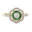 Antique 14k Yellow Gold & Platinum 0.50ctw Diamond & Emerald Floral Halo Ring Carousel 6