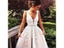 Customized V Neck Wedding Dresses Light Champagne Floor Length Applique Open Carousel 4