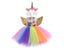 Kids Unicorn Costume Girls Birthday Party Gift LED Lights Sequin Rainbow Tutu Carousel 1