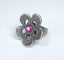 Israeli Pewter Flower Ring - Fuchsia Pink Carousel 1