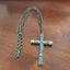 Vintage Brutalist Hammered Pewter Cross Necklace - Wells Colonial Pewter Carousel 1