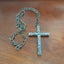 Vintage Brutalist Hammered Pewter Cross Necklace - Wells Colonial Pewter Carousel 3