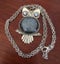 Silver Tone Glass Dome Owl Pendant Necklace Carousel 2