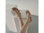 Fashion Gold Women High Heels Sandals Thin Low Heel Narrow Band Rome Sandal Carousel 9
