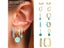 KEYOUNUO Gold Filled Hoop Drop Earrings Set For Women Ear Cuff Blue Zircon Carousel 4