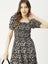 Moomaya Solid Square Neck Tiered Dress, Knee Length Flared Smocked Summer Carousel 5