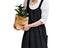 Black Cotton Linen Aprons Cross Back Apron with Pockets for Kitchen Flower Shop Carousel 4