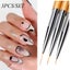 3Pcs French Stripe Nail Art Liner Brush Set 3D Tips Line Stripes DIY Carousel 3