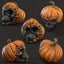 New Pumpkin Skull Head Model Halloween Statues Artificial Resin Skull Carousel 4