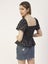 Moomaya Women Solid Cotton Short Sleeves Crop Top, Smocked Casual Peplum Carousel 2