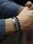 Men's Titanium Steel Genuine Leather Strand Bracelet Carousel 2