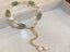 Bracelet Baroque Fresh Water Pearls Green Stone Yellow Gold Plated Adjustment Carousel 1