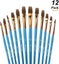Artist Brush, 12 Flat Brush Set Painting, Artist Brush Bristle Brush For Waterco Carousel 1