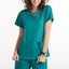 Women Short Sleeve Scrub Tops Solid Nurse Uniform V-Neck Pocket Care Carousel 6