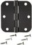 Rounded 3.5 Inch X 3.5 Inch Door Hinges, 10 Pack, Matte Black Carousel 3
