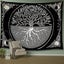 Tree Of Life Wall Tapestry Sun And Moon Aesthetic Tapestry Wall Hanging Black & Carousel 1