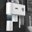 Bathroom Organizer Toothpaste Automatic Dispenser Toothbrush Holder Wall Mounted Carousel 5