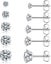 5 Pairs Stud Earrings Set, Hypoallergenic Cubic Zirconia 316l Earrings Stainless Carousel 1