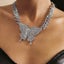 Chunky Crystal Choker Necklace Butterfly Pendant Necklaces Cuban Link Chain Spar Carousel 4