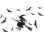 Halloween Flying Witch On Broom Bats Pvc Lettering Decal Home Decor Window Bedro Carousel 1