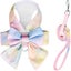 Petcare Cute Bow Tie Dog Harness And Leash Set Elegant Rainbow Gradient Puppy Ha Carousel 1