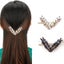 2 Pcs Women Hair Clip Korean Style V Shaped Rhinestone Side Clip Leaf Carousel 1