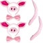 Halloween Pig Costume Set Pig Ears Headband Pig Tail Nose Bow Tie Pink Animal Co Carousel 1