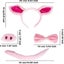 Halloween Pig Costume Set Pig Ears Headband Pig Tail Nose Bow Tie Pink Animal Co Carousel 2