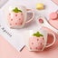 Wudruncy Cute Pink Strawberry Tumbler Cup Ceramic Dessert Cup Girl Carousel 3