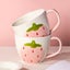 Wudruncy Cute Pink Strawberry Tumbler Cup Ceramic Dessert Cup Girl Carousel 5