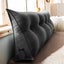 120CM Cotton Linen Filled Triangular Wedge Bed Cushion-Black Gray Carousel 2