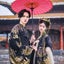 Japanese Bronzing Black Gold Kimono Dress Men Samurai Costume Cosplay Carousel 3