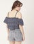 Moomaya Women Printed Off Shoulder Viscose Top, Ruffled Summer Crop Carousel 2