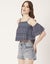 Moomaya Women Printed Off Shoulder Viscose Top, Ruffled Summer Crop Carousel 3