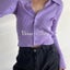 Zoki Autumn Knit Women Cardigan Long Sleeve Fashion Button Up Crop Carousel 1