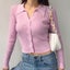 Zoki Autumn Knit Women Cardigan Long Sleeve Fashion Button Up Crop Carousel 5