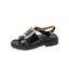 Summer Flat Heel Sandals Cowhide Patent Leather Open Toe Casual Carousel 1
