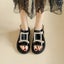 Summer Flat Heel Sandals Cowhide Patent Leather Open Toe Casual Carousel 3