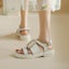 Summer Flat Heel Sandals Cowhide Patent Leather Open Toe Casual Carousel 5